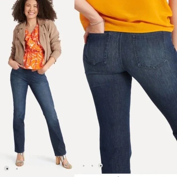 Betabrand Pants - BetaBrand Straight-Leg 4-Pocket Yoga Denim Jeans Size Medium Short Petite